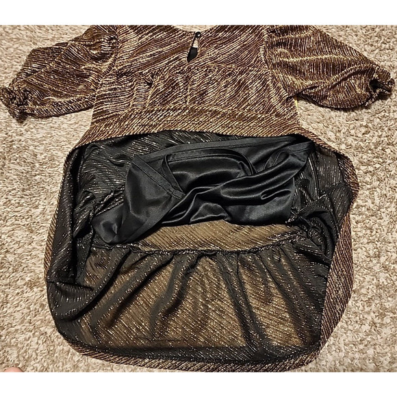 Wonder Nation Short Sleeve Girls Dress Size 6/6X Gold Black Striped A-Line Midi - Picture 4 of 5